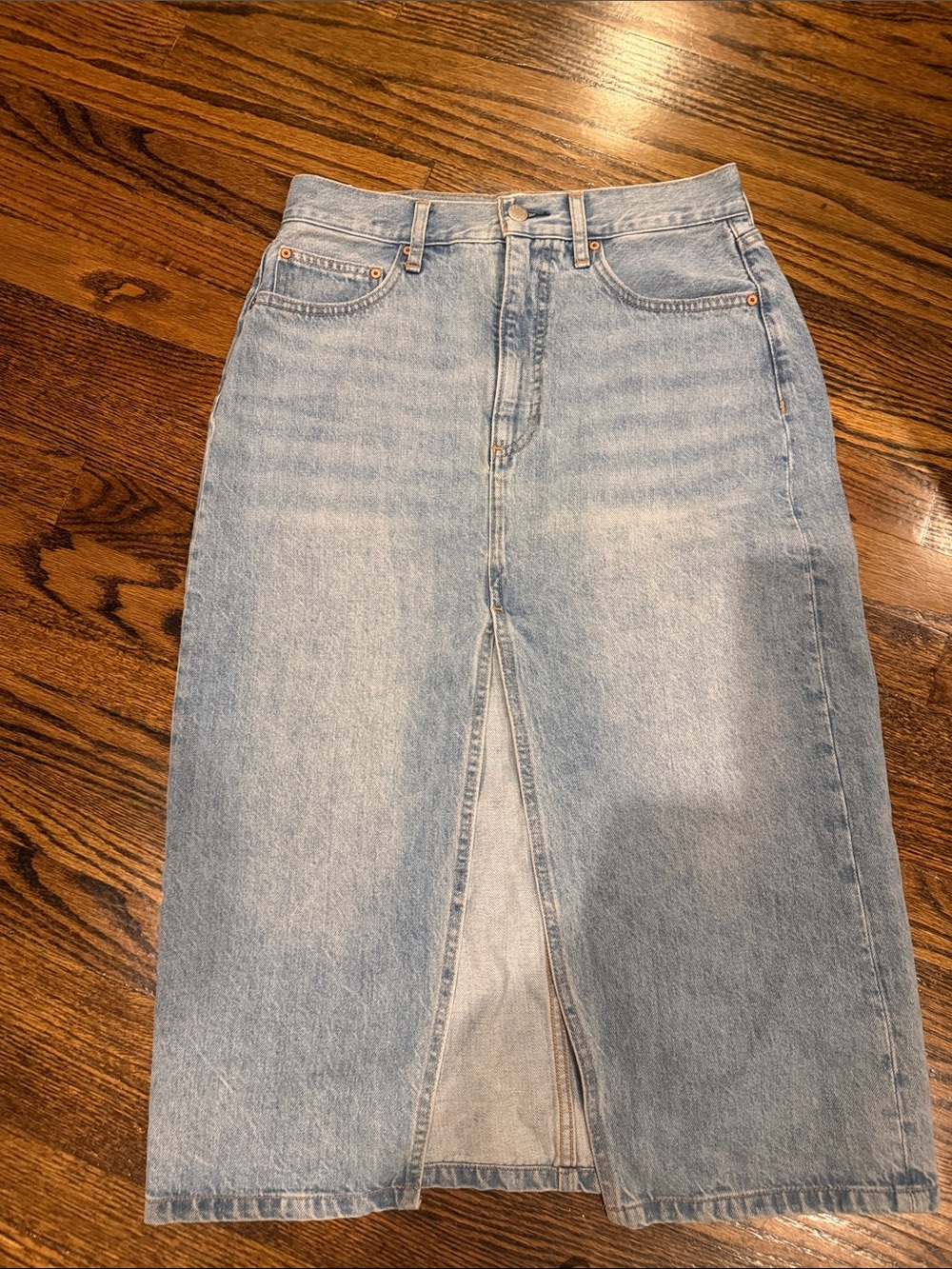 Denim Forum Light Blue Straight Leg Denim Skirt